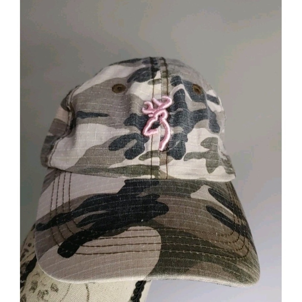 Browning Hat Cap Womens Pink Camo Casual Hiking Outdoor Adjustable Hunting